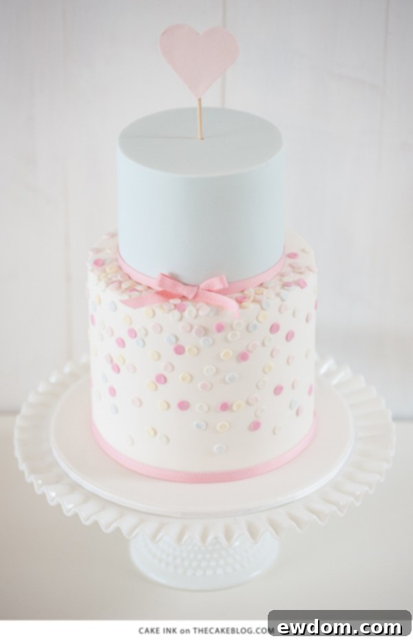 10 Explosive Confetti Cakes 9 Darling Pastel Confetti Cake with Heart Topper by Cake Ink | Sweet Celebration Dessert