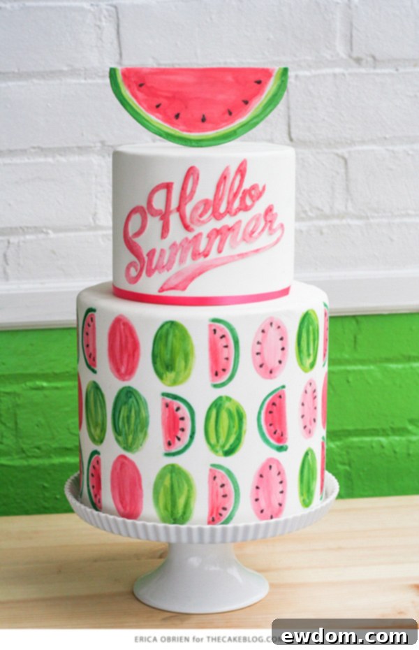 Trendy Summer Watermelon Cake | by Erica OBrien for TheCakeBlog.com