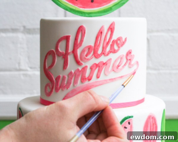 Edible Painting Process for Watermelon Cake | by Erica OBrien for TheCakeBlog.com