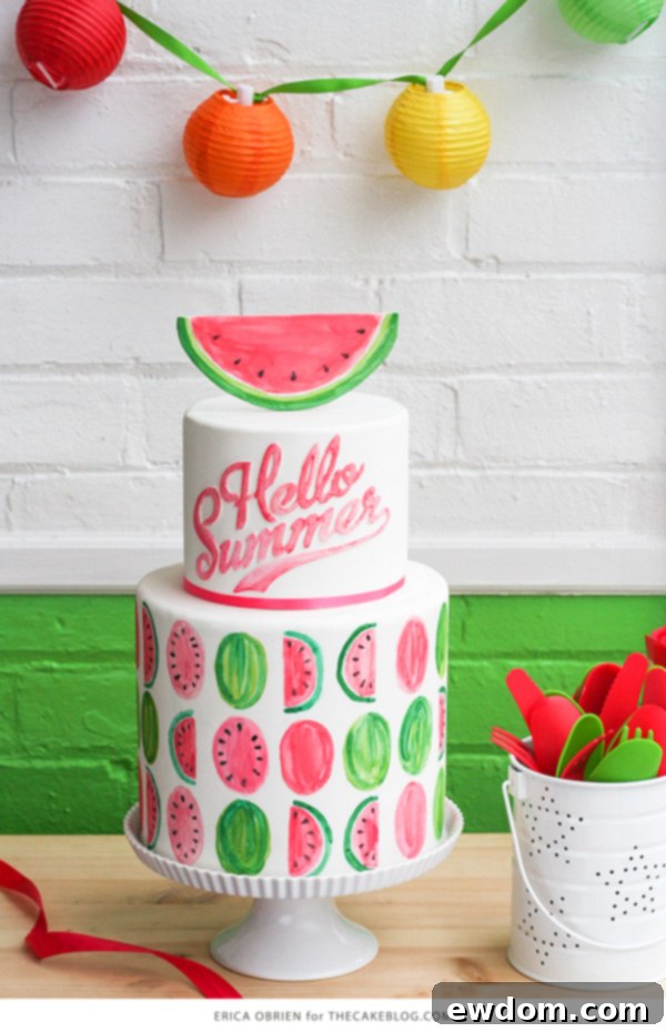 Finished Watermelon Cake | by Erica OBrien for TheCakeBlog.com
