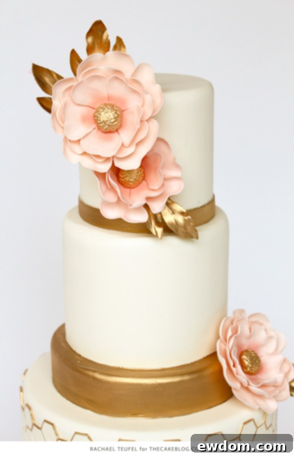 Finished Gold Honeycomb Cake by Intricate Icings Cake Design, showcasing expert use of proportion and scale