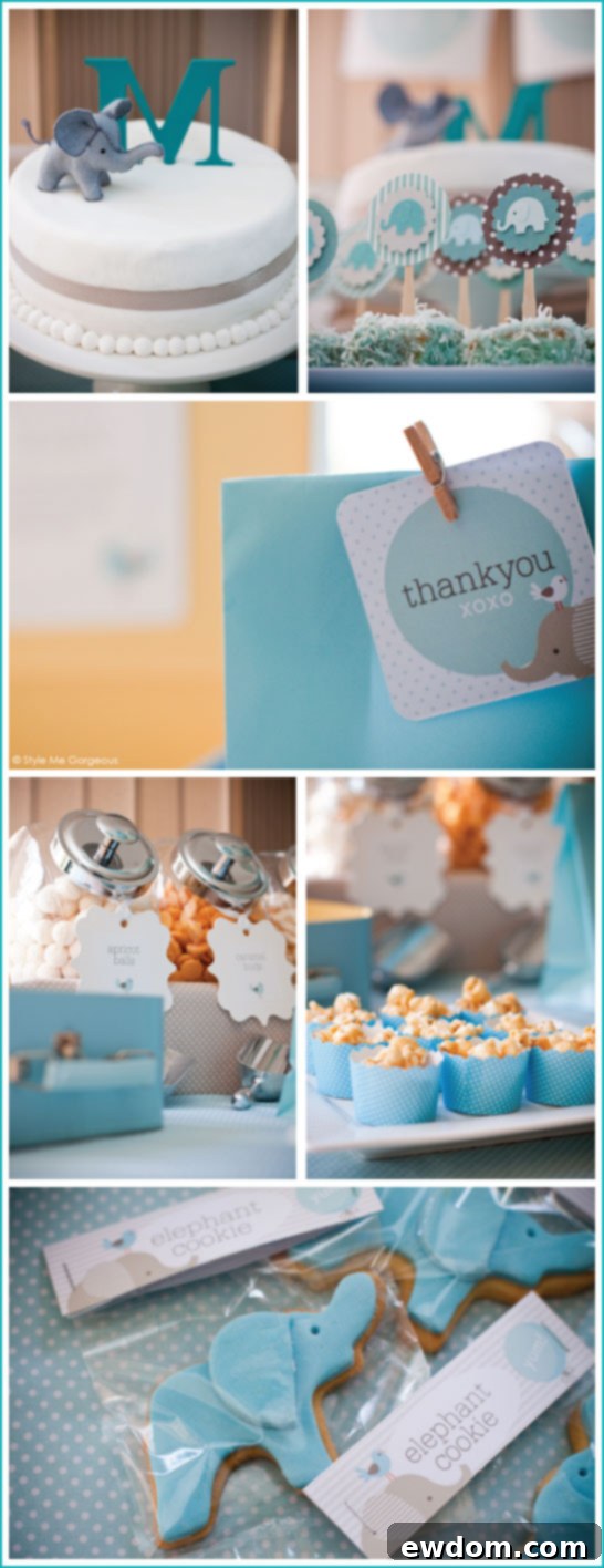 Elephant Baby Shower in Grey & Turquoise