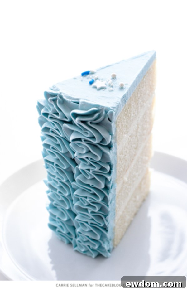 Slice of Cinderella cake revealing beautiful layers and ruffles