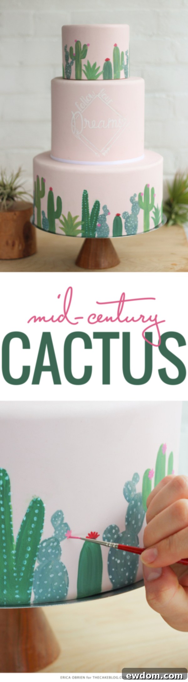 Atomic Age Cactus Confection 2 Stunning Mid-Century Cactus Cake with vibrant hand-painted details by Erica OBrien