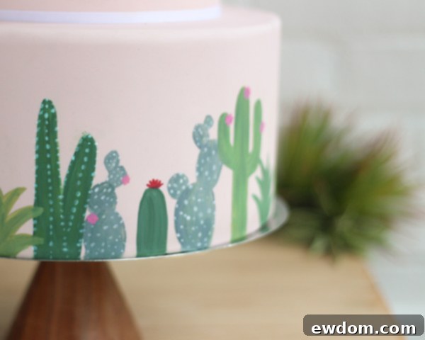 Atomic Age Cactus Confection 6 Pinterest board showcasing various mid-century cactus print inspirations for cake design