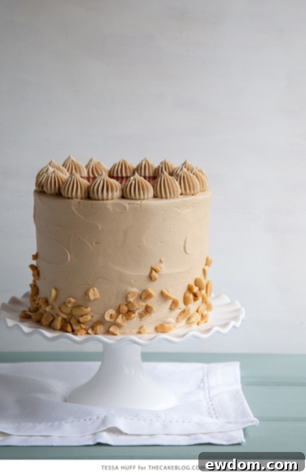 Peanut Butter & Jelly Cake with a fork, ready to be eaten