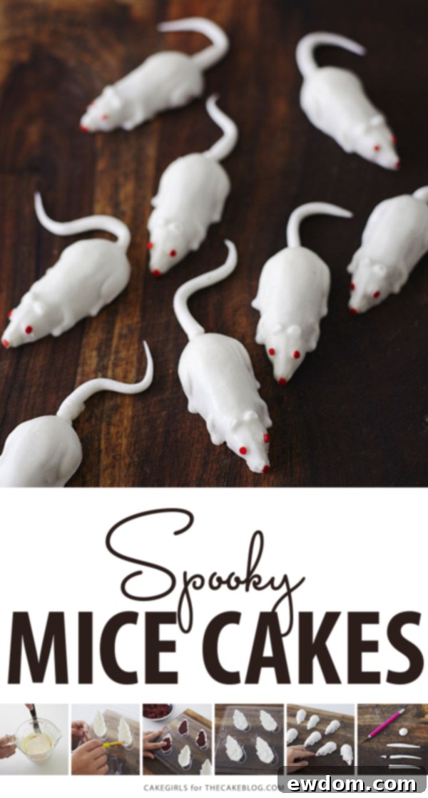 Creepy Mice Cakes! Learn how to make these spooky, red velvet filled, mice cakes -- a Halloween food sure to freak out your party guests | Cakegirls for TheCakeBlog.com