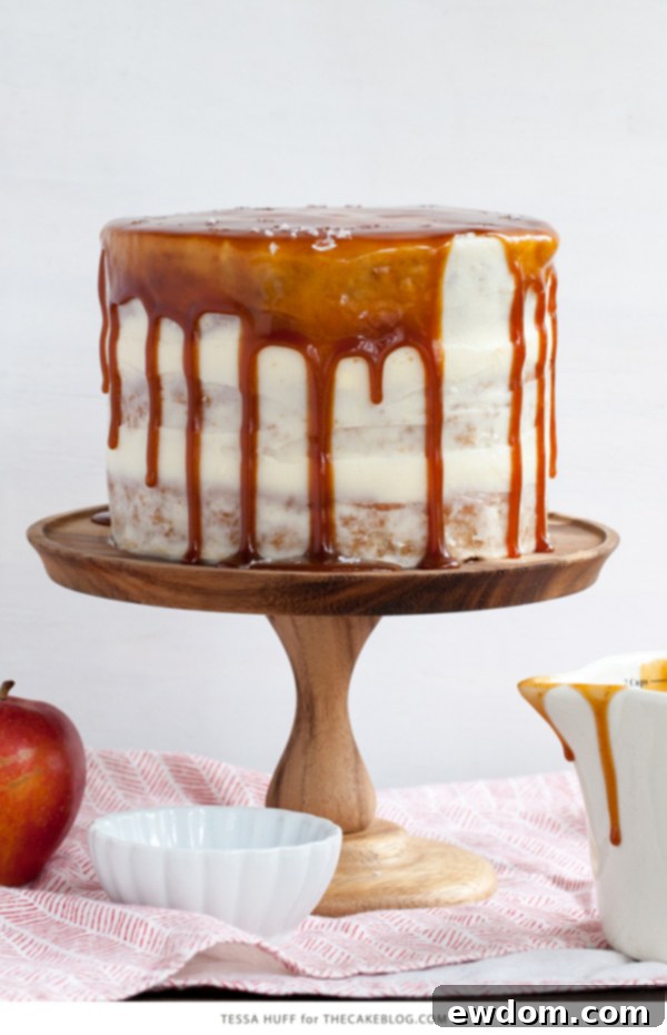 Close-up slice of Apple & Goat Cheese Cake showing moist texture