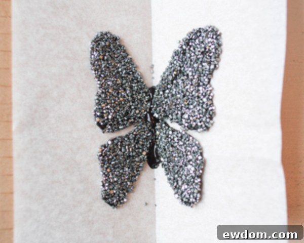 Assembled candy melt butterflies with wings set in a V-shape