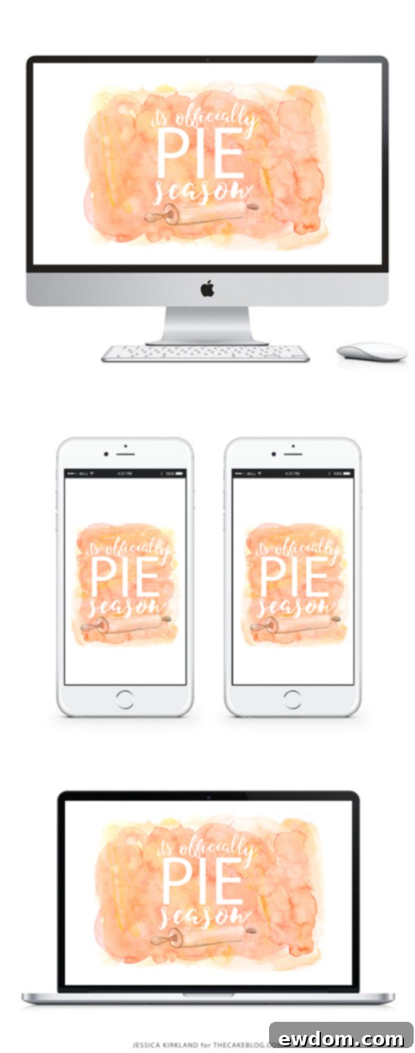 PIE SEASON IS HERE 3 It's Officially Pie Season | Free Smartphone & Desktop Wallpaper. Also available as a free 8x10 printable | by Jessica Kirkland for TheCakeBlog.com