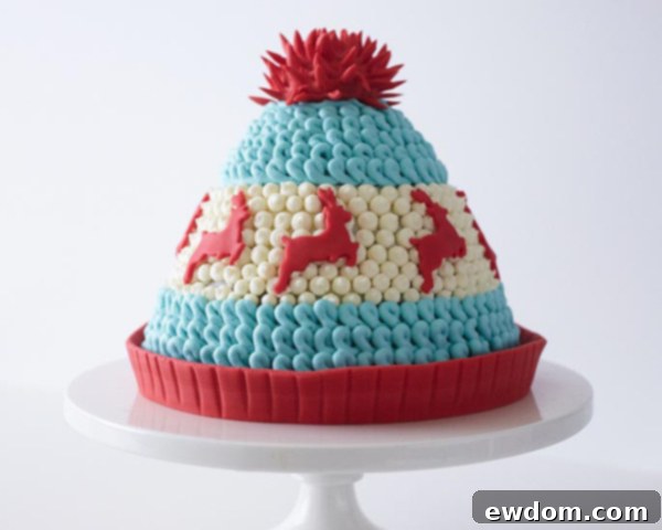 The complete fondant hat band, adding a tailored touch to the Winter Hat Cake
