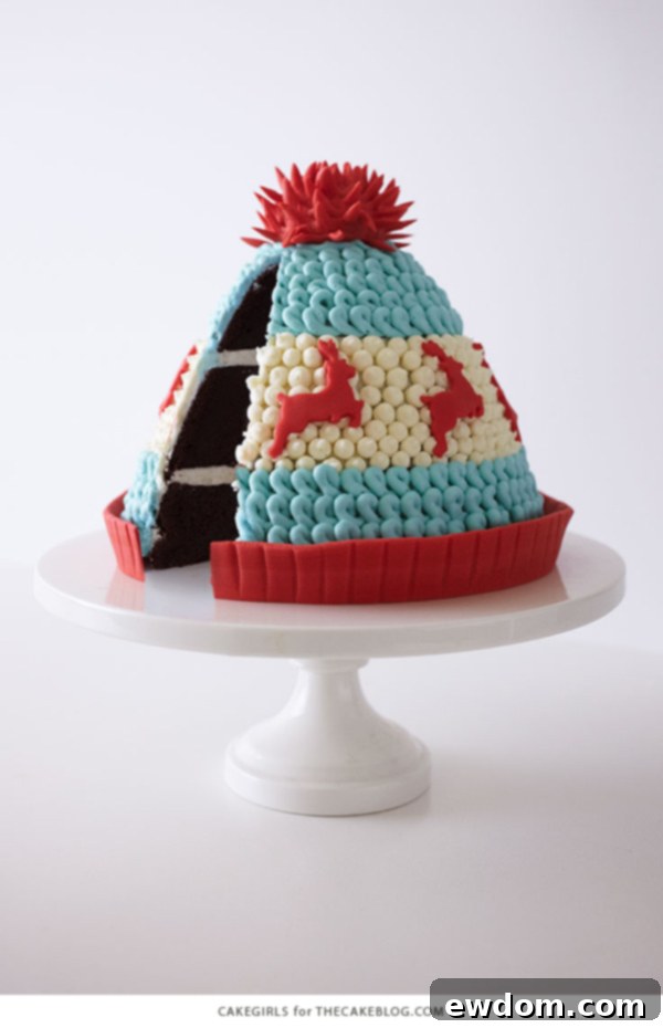 The finished Winter Hat Cake, a perfect festive centerpiece for celebrations