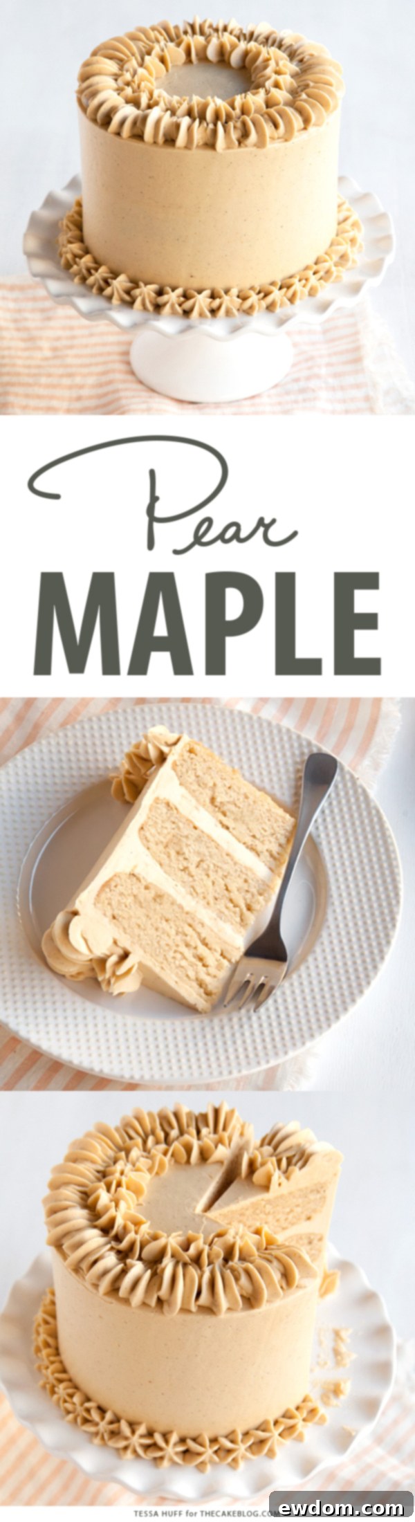 Maple Pear Cake recipe with Maple Spice Frosting | Tessa Huff for TheCakeBlog.com