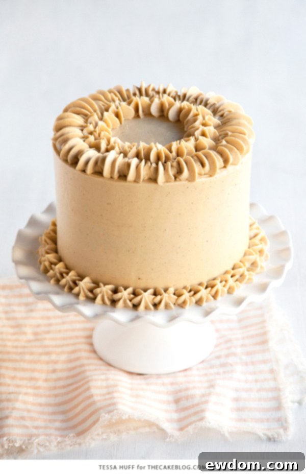 Maple Pear Cake featuring three moist layers and a delightful Maple Spice Buttercream