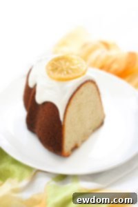 Lemon Bundt Cake - easy lemon pound cake recipe with a relaxed cream cheese glaze and candied lemon slices