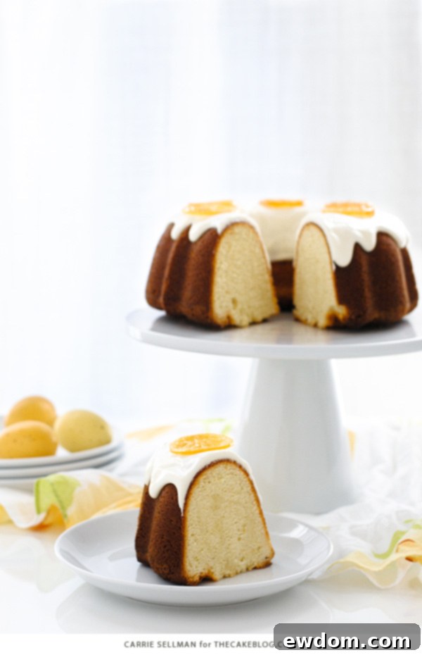 Sliced Lemon Bundt Cake with Candied Lemon Garnish