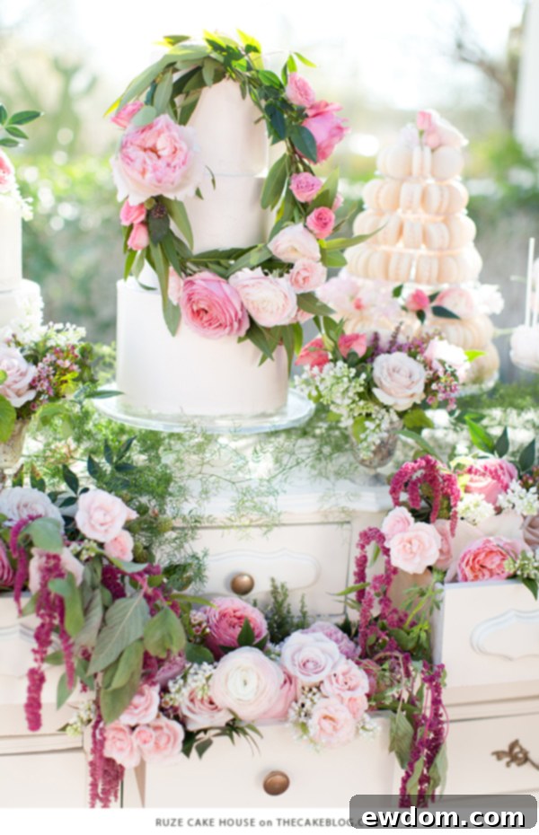 Ruze Cake House: Spring Cake with Grand Floral Wreath and Fresh Blooms