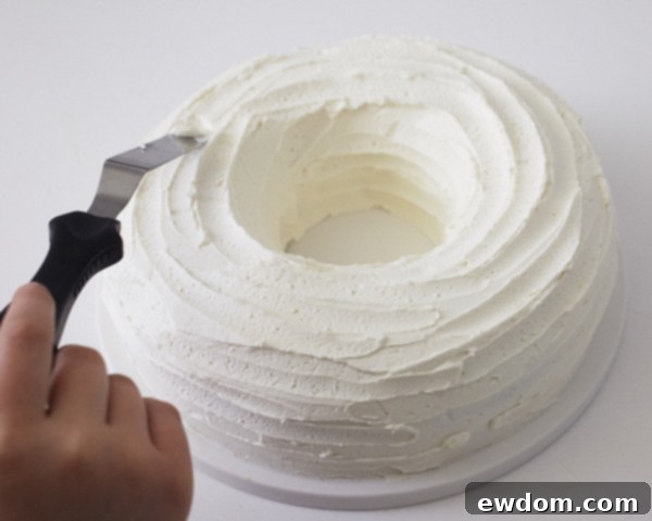 Close-up of the buttercream texture on the Easter Nest Cake.