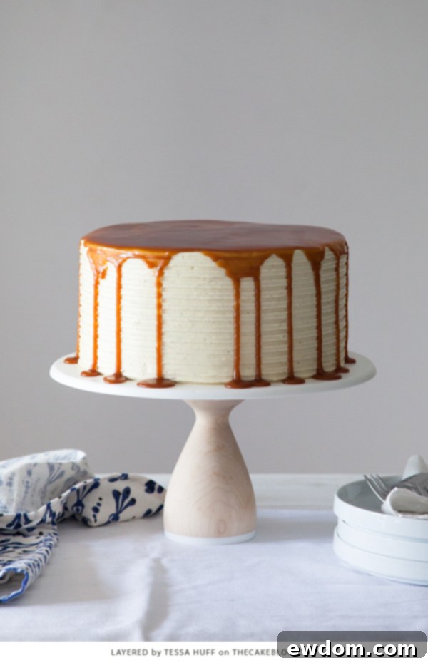 London Fog Cloud Cake 2 London Fog Cake - luscious chocolate cake with fragrant Earl Grey buttercream and decadent salted caramel, a signature recipe from the new cookbook Layered by Tessa Huff on TheCakeBlog.com