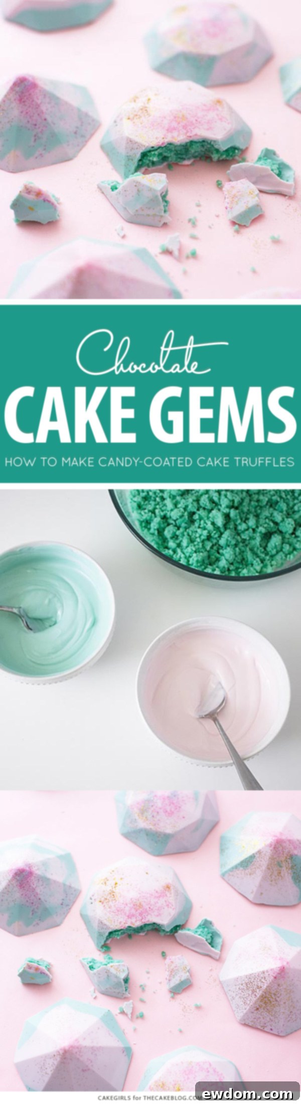 Cake Gems - how to make gem-shaped chocolate truffles filled with cake | by Cakegirls for TheCakeBlog.com