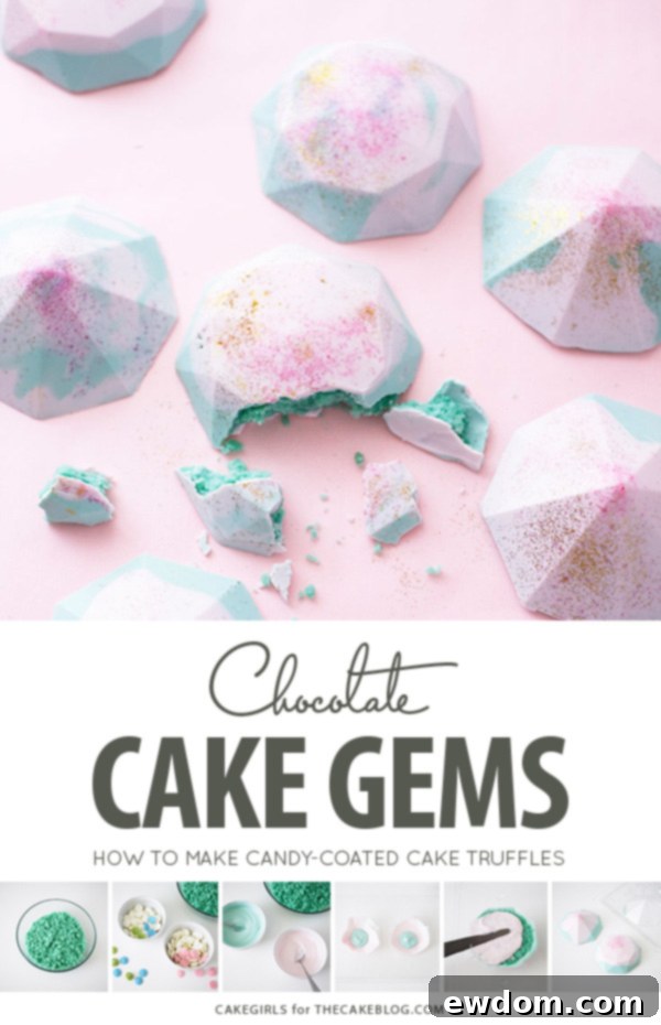 Cake Gems - how to make gem-shaped chocolate truffles filled with cake | by Cakegirls for TheCakeBlog.com