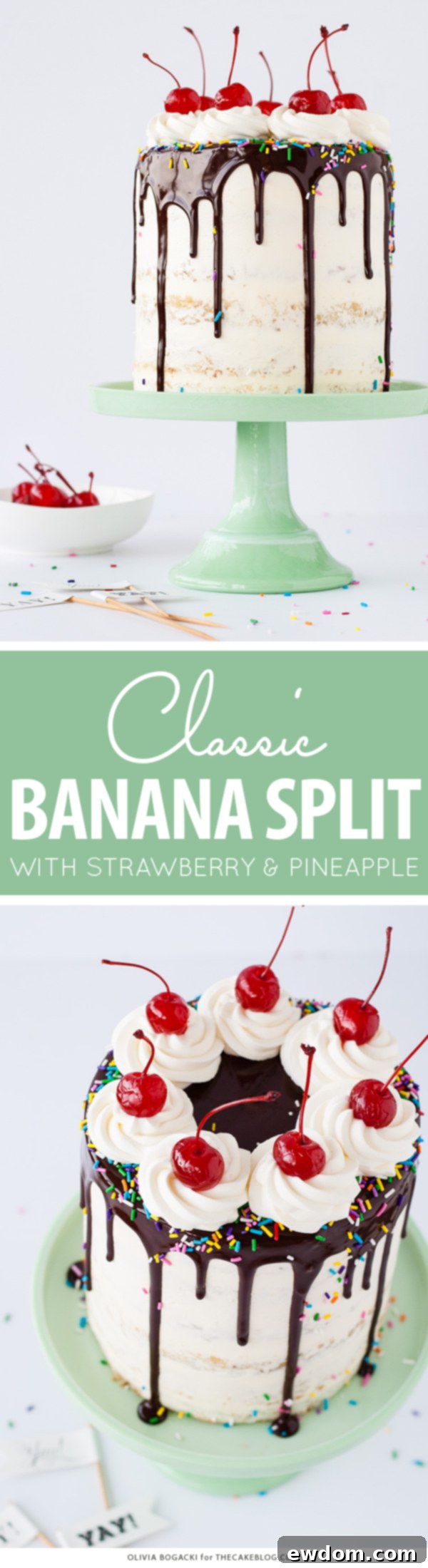 Ultimate Banana Split Cake 2 The Ultimate Banana Split Layer Cake: A Delectable Dessert Recipe from TheCakeBlog.com