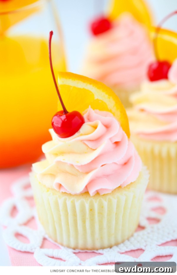 Tequila Sunrise Cupcake Recipe | by Lindsay Conchar for TheCakeBlog.com