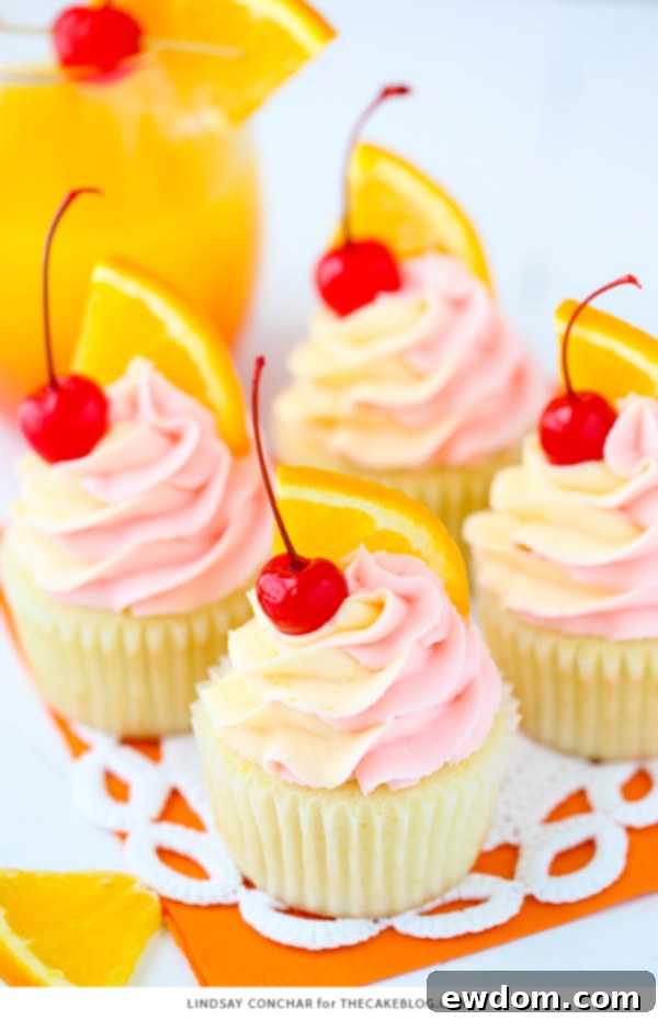 Tequila Sunrise Cupcake Recipe | by Lindsay Conchar for TheCakeBlog.com