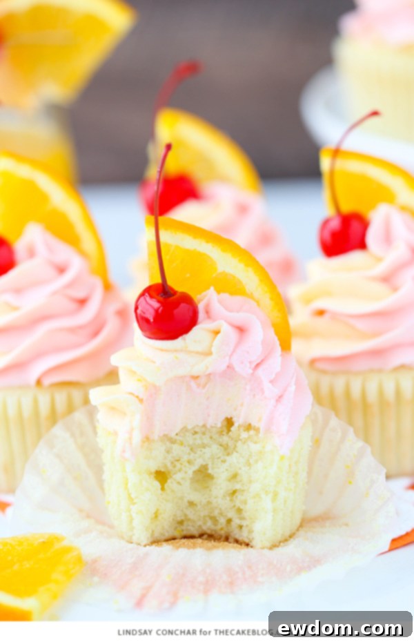 Tequila Sunrise Cupcake Recipe | by Lindsay Conchar for TheCakeBlog.com