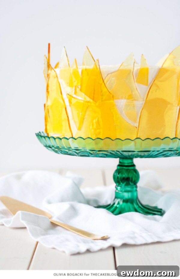 Caramelized Custard Dream Cake 4 Crème Brûlée Cake, a stunning dessert with delicate vanilla layers, rich custard filling, and elegant caramel shard decorations by Olivia Bogacki