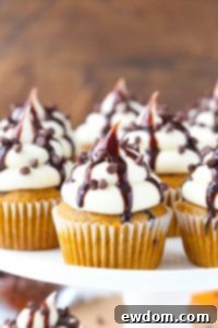 Delicious Pumpkin Chocolate Chip Cupcakes with cream cheese frosting, a perfect fall dessert