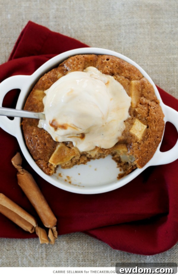 Warm Apple Cake with Salted Caramel Gelato, ready to be enjoyed