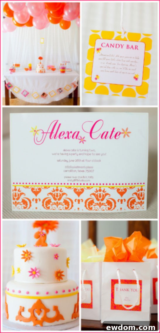 Hot Pink & Orange Candy Birthday - Dessert Table Hot Pink & Orange Candy Birthday - Dessert Table