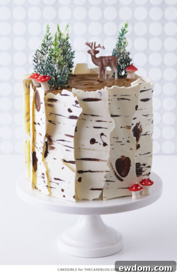Birch Log Cake! Learn how to make this wintry, birch cake that looks just like a natural birch branch | by Cakegirls for TheCakeBlog.com