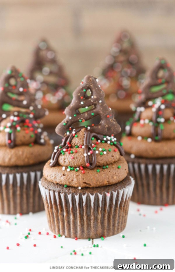 Chocolate Pretzel Cupcakes - close-up of frosting and ganache