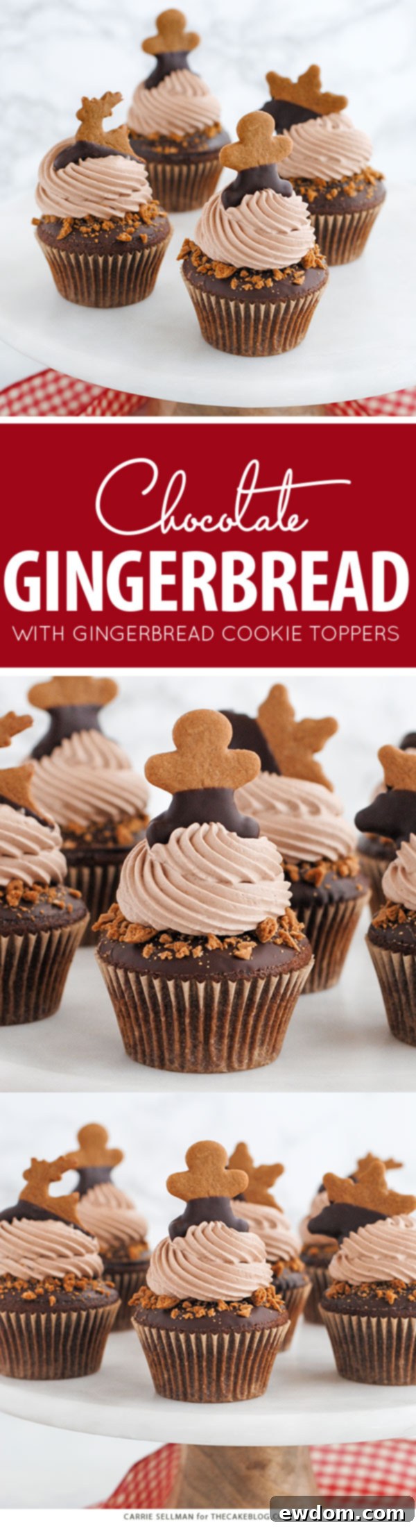 Chocolate Gingerbread Cupcakes Recipe - A festive dessert by Carrie Sellman for TheCakeBlog.com, featuring McCormick spices