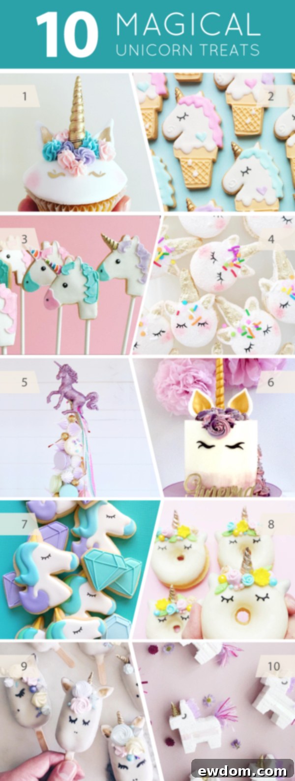 10 Magical Unicorn Treats - cakes, cupcakes, cookies and cake pops for unicorn lovers | on TheCakeBlog.com