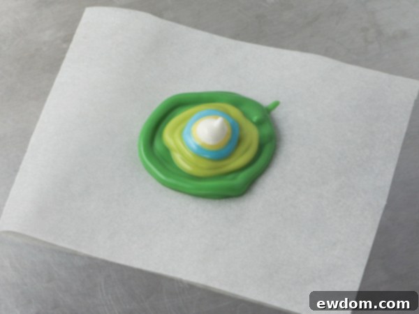 Groovy Polka Dot Cake 11 Final layer of chocolate creating a multi-colored polka dot