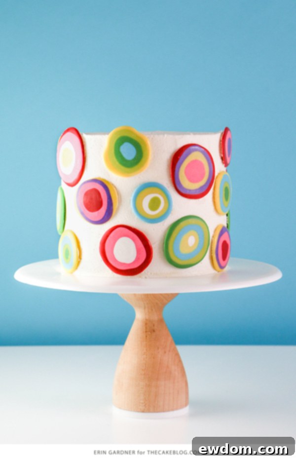 Groovy Polka Dot Cake 3 Artistic chocolate polka dots ready for cake decoration