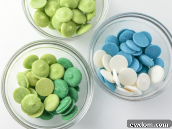 Groovy Polka Dot Cake 5 Melting assorted colors of chocolate candy coating in microwave