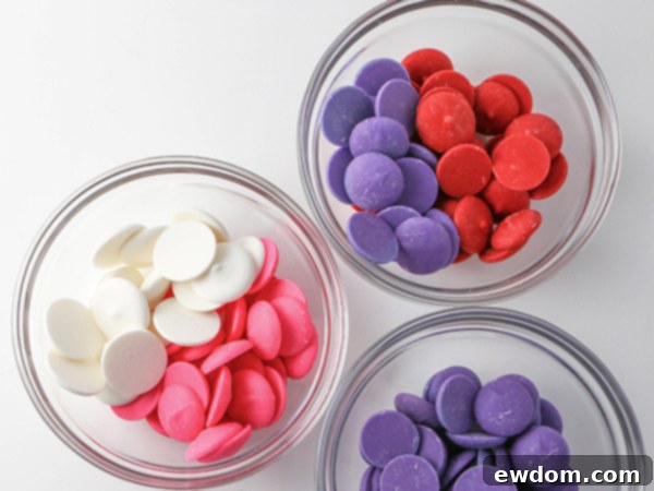 Groovy Polka Dot Cake 6 Filling piping bags with vibrant melted chocolate colors