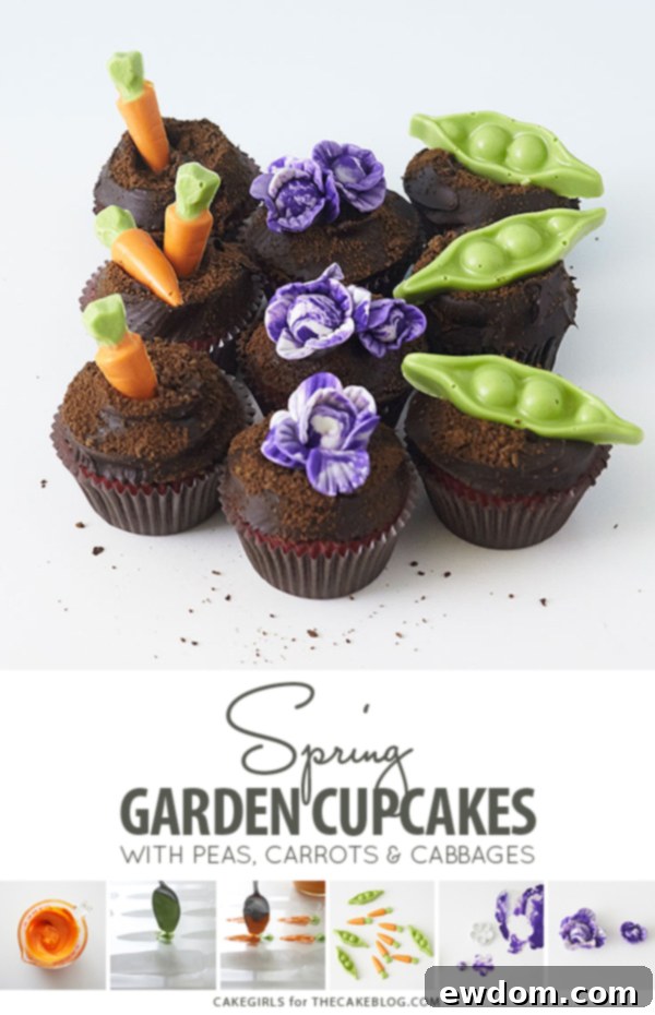 Garden Cupcakes - learn how to make these spring garden themed cupcakes | by Cakegirls for TheCakeBlog.com 