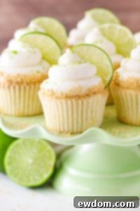 Key Lime Cupcakes with lime frosting and graham cracker crumbs