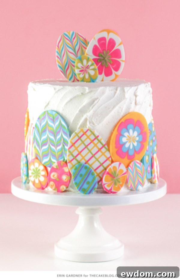 Elegant Swirl Easter Chocolates 4 A collection of beautifully marbled chocolate egg decorations showcasing various colors and patterns, perfect for Easter desserts.