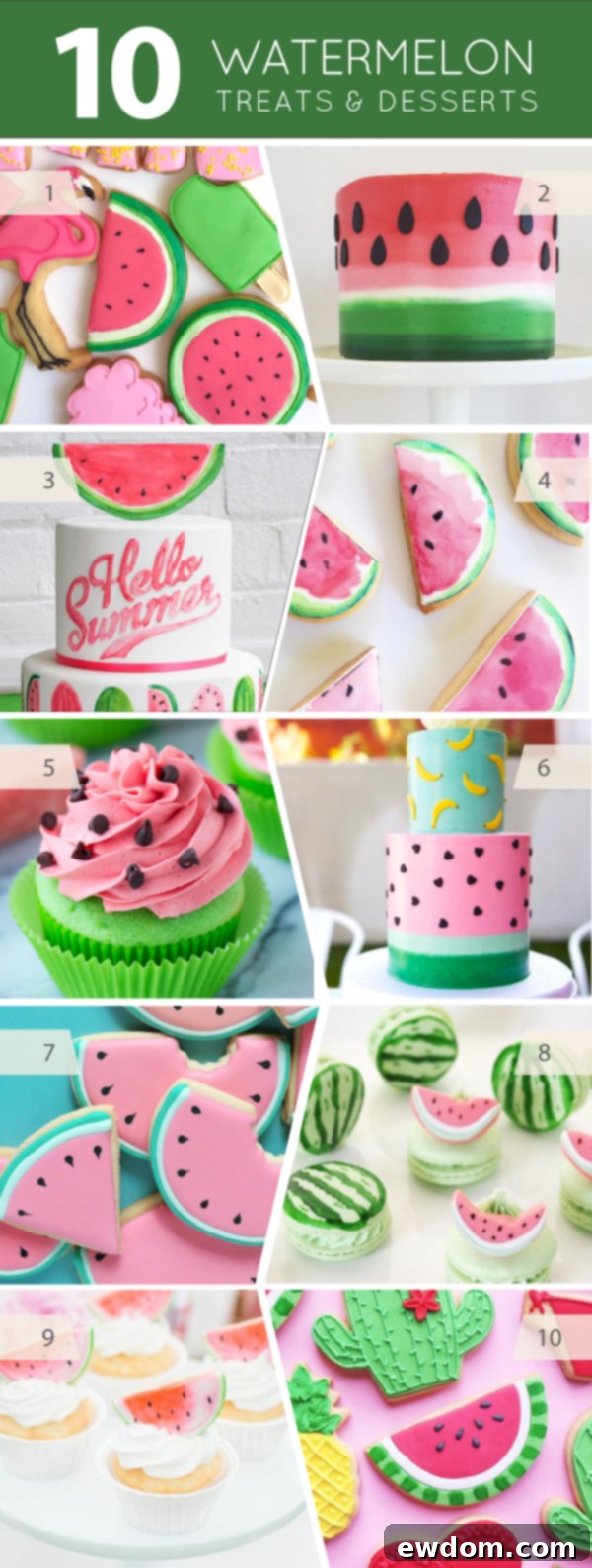 10 Watermelon Treats - cakes, cupcakes, cookies, macarons and desserts for watermelon lovers | on TheCakeBlog.com