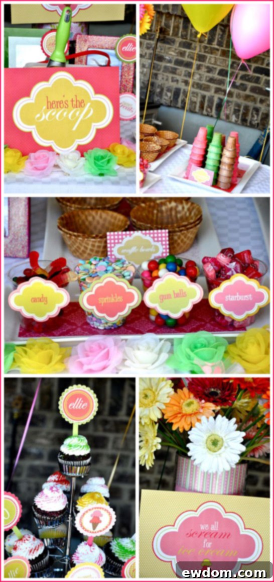 Vibrant Pink & Green Ice Cream Birthday Party Decorations Vibrant Pink & Green Ice Cream Birthday Party Decorations