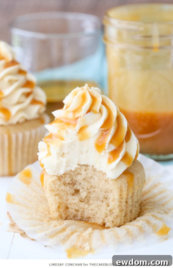Decadent Bourbon Vanilla Caramel Delights 6 Caramel Bourbon Vanilla Cupcakes - a brown sugar bourbon cupcake topped with caramel vanilla frosting for a unique combination that is full of flavor!