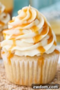 Decadent Bourbon Vanilla Caramel Delights 7 Caramel Bourbon Vanilla Cupcakes - a brown sugar bourbon cupcake topped with caramel vanilla frosting for a unique combination that is full of flavor!