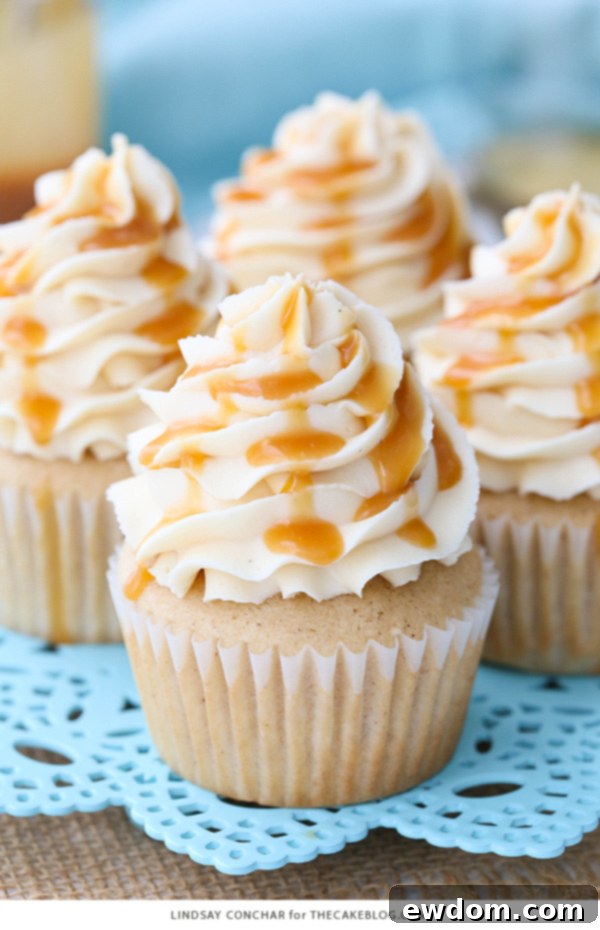 Decadent Bourbon Vanilla Caramel Delights 8 Caramel Bourbon Vanilla Cupcakes - a brown sugar bourbon cupcake topped with caramel vanilla frosting for a unique combination that is full of flavor!