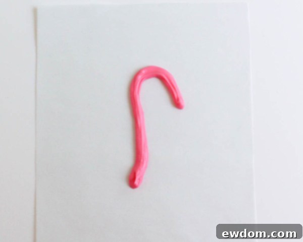 Pink Paradise Flamingo Cake 16 Piping melted pink chocolate along the drawn neck outline, ensuring adequate thickness